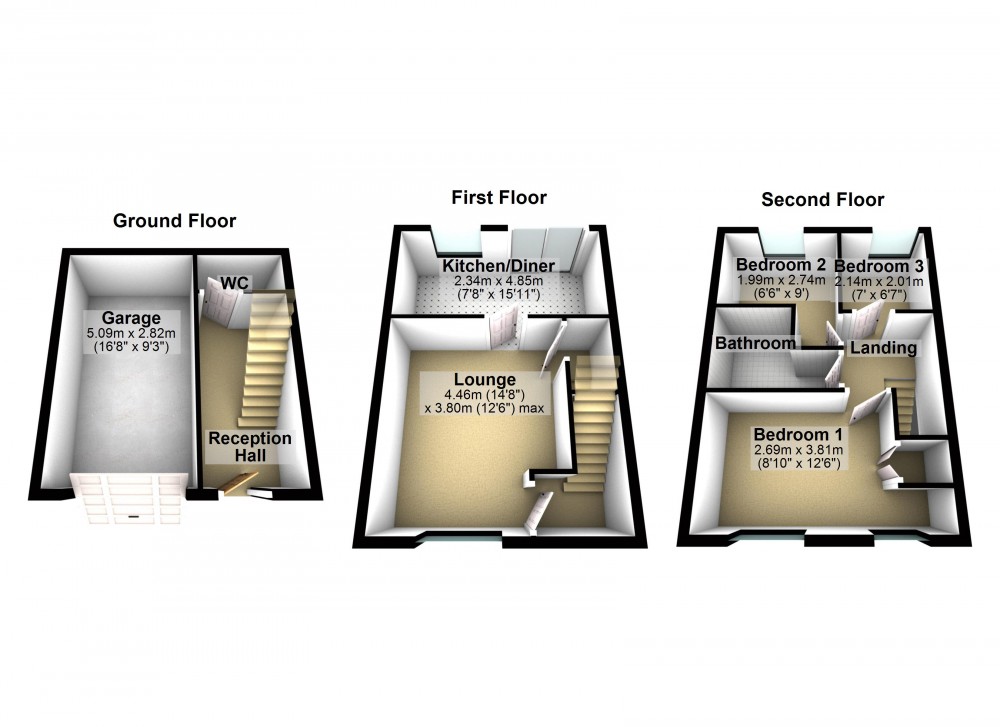 Floorplans For Berry Brow, Huddersfield